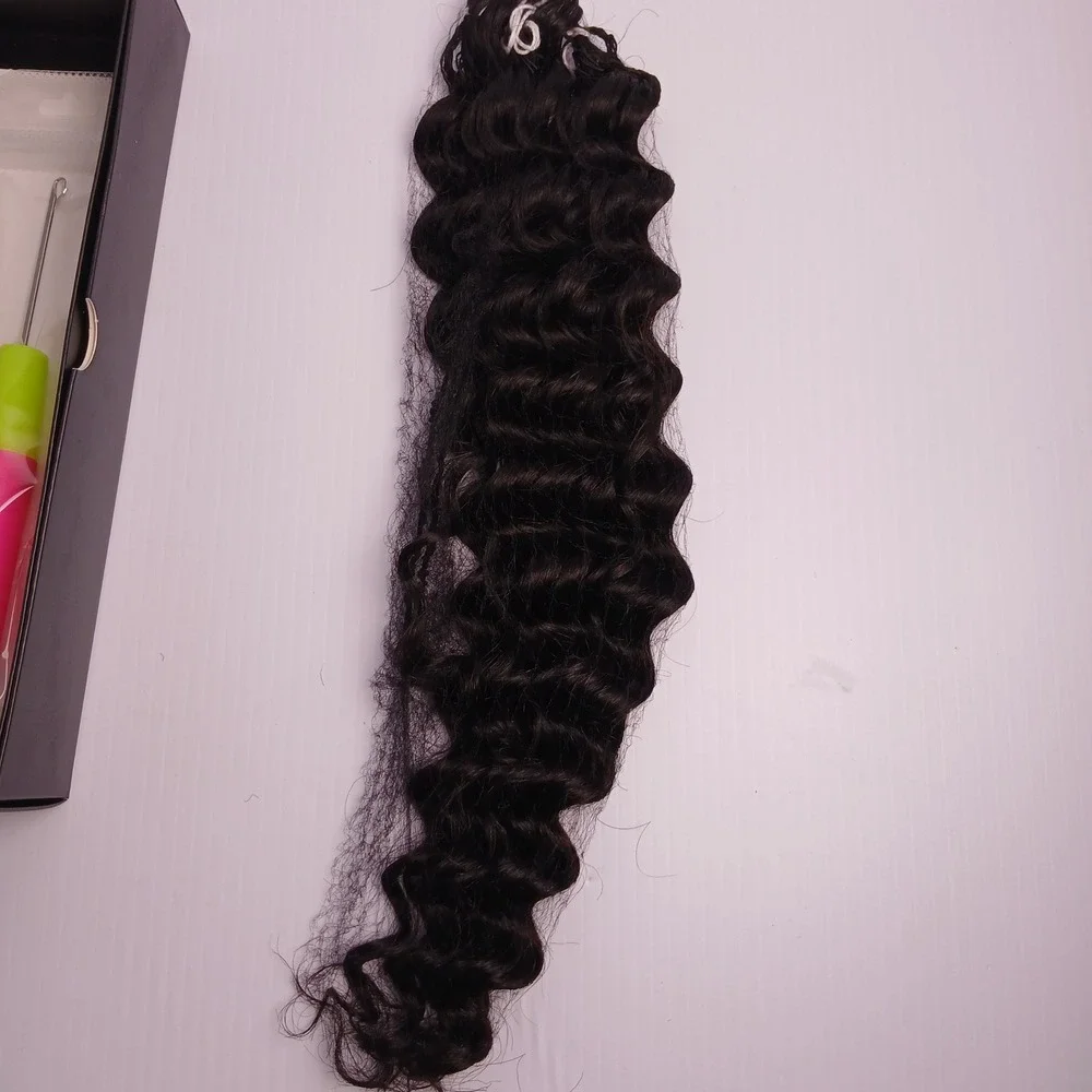 18 Inch Remy Human Hair Feather Crochet 1B Deep Wave 50g Miracle Knots NEW